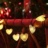 SUAVER Catena Luminosa Esterno Solare, 5.3m 20LED Cuore Luci Solari da Giardino Impermeabili Luci da Esterno Giardino 8 Modalità Luci per Pergola Balcone Terrazza Matrimonio (Bianco caldo)