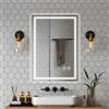Simusi 50x70cm Specchio Bagno con Luce LED， Specchio da Parete Antideflagrante con Luminosità Regolabile，3 Colori Luce， IP44 impermeabile, vetro temperato, Orizzontale/Verticale