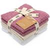 LA CASA DELLE COSE Set 6 Lavette Viso 100% Cotone Spugna 33x33 cm 555 GSM - Asciugamani Piccoli Bagno Morbidi e Assorbenti - Lavette Grandi Premium Colorate per Mani e Viso (Rosa Petalo&Bianco)