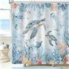 hometrixx Tartaruga Marina Tenda Doccia 180x200 cm Blu Corallo Medusa Cavalluccio Marino Pesce Poliestere Impermeabile Tenda Vasca da Bagno con 12 Ganci Lavabile in Lavatrice per Casa Hotel