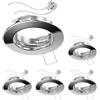 ledscom.de 5 pz. cornice da incasso a soffitto FERE, rotonda, cromo lucido (LED/alogeni/MR16/50mm) incl. presa GU5.3