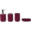 Hosoncovy - Set di 4 accessori per bagno con dispenser di sapone, tazza da bagno, portasapone, porta spazzolino e porta dentifricio (Rosso Vino)