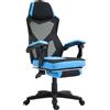 Vinsetto Sedia da Ufficio, Sedia da Gioco con Altezza Regolabile, Schienale e Ruote, in Tessuto a Maglia, 58x63x112-122 cm, Blu e Nero | Aosom Italy