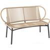 Outsunny Panchina da Giardino 2 Posti, Panchina da Esterno in Resina Intrecciata con Telaio in Metallo, Resistente alle Intemperie, Naturale | Aosom Italy