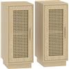 HOMCOM Set da 2 Comodini con Ripiano Regolabile e Anta in Resina Intrecciata, Stile Boho, 25x30x60 cm, Legno Naturale | Aosom Italy