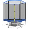 SPORTNOW Trampolino Elastico Esterno Ø183 cm per Bambini da +6 Anni e Adulti con Rete di Sicurezza e Scala a 2 Gradini, Blu | Aosom Italy