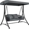Outsunny Dondolo Stile Hollywood in Rattan 2 Posti con Tetto Parasole Regolabile, Cuscino Morbido, Struttura a Telaio, Grigio Scuro | Aosom Italy