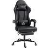 HOMCOM Sedia Gaming Ergonomica, Poltrona Gamer con Supporto Lombare Massaggiante e Schienale Reclinabile, Altezza Regolabile, Nero | Aosom Italy