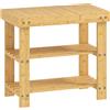 HOMCOM Panca portascarpe per scarpe con 2 ripiani e seduta, Scarpiera in bambù per ingresso, 50x28x45cm, naturale | Aosom Italy