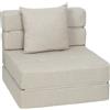 HOMCOM Poltrona-letto con 1 cuscino sfoderabile, divano-letto convertibile 1 posto in tessuto, 70x70x61 cm, Beige | Aosom Italy