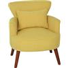 HOMCOM Poltrona Moderna con braccioli e cuscino lombare, Sedia imbottita con gambe in legno di caucciù, 69x69,5x78 cm, Giallo | Aosom Italy