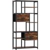 HOMCOM Libreria con 2 cassetti in tessuto e 9 scomparti aperti, Scaffale contenitore con telaio in acciaio, 72,5x30x150 cm, Marrone | Aosom Italy