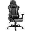 Vinsetto Poltrona da Ufficio Ergonomica, Sedia Gaming Girevole, in Pelle PU e Schiuma, 67,5x74x126-136 cm, Nero | Aosom Italy
