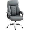 HOMCOM Poltrona Direzionale, Sedia Ufficio Portata 150 kg in Pelle PU con Imbottitura a Molle, Grigio Scuro | Aosom Italy