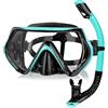 OAKENCREST Maschera Snorkeling Adulto Panoramica 180°, Antiappannante Maschera Sub, Maschera e Boccaglio Snorkeling, per Donne e Uomo, per Immersioni e Snorkeling, Blu Nerastro