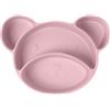 Vicloon Piatto per Bambini in Silicone, Piatto Svezzamento con 4 Aree, Piatto con Ventosa per Bambini, Piastra di Alimentazione per Neonati, Lavabile in Lavastoviglie, Rosa Orso