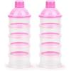 Vicloon Dosatore per Latte in Polvere, 2 Pezzi Dispenser di Latte in Polvere Portatile con 5 Scomparti, Impilabile Contenitore Spuntino e Dosalatte in Polvere per Viaggio, Cereali, Frutta, Rosa