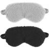 WY LIGHTING LEVEL 2 maschere per gli occhi in peluche morbido per il sonno, copertura per gli occhi, comoda pelliccia sintetica, maschera per dormire in raso, per donne e uomini, regalo (nero grigio)