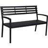 Relaxdays Panchina da Giardino, 2 posti, HxLxP: 88 x 128 x 59 cm, Metallo e WPC, Nera, Panche da