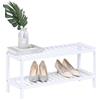 Relaxdays Porta Scarpe in bambù con 2 Ripiani a griglia, Bianco, 33,5x70x24,5 cm