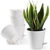 Qaobo 6 vasi per piante autoirriganti da 12,7 cm, ad alto drenaggio, per piante da interni ed esterni, con vassoio e bordo per irrigazione, vasi da giardino da giardino, bianco