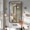 Melodieux Specchio Nero per Bagno da Appoggio per Parete, 50x75 cm, Specchio da Parete Rettangolare con Telaio in Metallo, Decorativo per Camera da Letto, Soggiorno, Ingresso, Orientabile