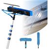 VEVOR Kit di Pulizia per Pannelli Fotovoltaici, 7,9 m, Spazzola 2 in 1 con Asta Telescopica per Lavaggio di Pannelli Solari, con Tergivetro, Dispenser di Sapone, Asta in Alluminio, Testa Ruotabile