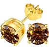 PAKORIO Orecchini a lobo PAKORIO moissanite fantasia colorata 0.2-4CT VVS1, argento sterling 925 placcato oro 14K, 4 punte, ipoallergenici pelli sensibili(Marrone,2ct)