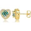 PAKORIO orecchini in moissanite colorata per donne, orecchini placcati oro 14K con perni in argento 925, Design a cuore, ipoallergenici per pelli sensibili(Verde acqua)