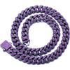 HALUKAKAH Collana a Maglie Cubane con Diamanti per Uomo - Ametista Viola Incastonata a Mano - Placcato Rodio Nero - Larghezza 13mm Lunghezza 50cm - Con Scatola Regalo
