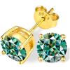 PAKORIO Orecchini a lobo PAKORIO moissanite fantasia colorata 0.2-4CT VVS1, argento sterling 925 placcato oro 14K, 4 punte, ipoallergenici pelli sensibili(Verde acqua,4ct)