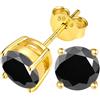 PAKORIO Orecchini a lobo PAKORIO moissanite fantasia colorata 0.2-4CT VVS1, argento sterling 925 placcato oro 14K, 4 punte, ipoallergenici pelli sensibili(Nero,2ct)