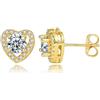 PAKORIO orecchini in moissanite colorata per donne, orecchini placcati oro 14K con perni in argento 925, Design a cuore, ipoallergenici per pelli sensibili(Trasparente)