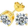 PAKORIO Orecchini a lobo PAKORIO moissanite fantasia colorata 0.2-4CT VVS1, argento sterling 925 placcato oro 14K, 4 punte, ipoallergenici pelli sensibili(Trasparente,4ct)