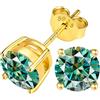 PAKORIO Orecchini a lobo PAKORIO moissanite fantasia colorata 0.2-4CT VVS1, argento sterling 925 placcato oro 14K, 4 punte, ipoallergenici pelli sensibili(Verde acqua,2ct)
