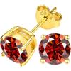 PAKORIO Orecchini a lobo PAKORIO moissanite fantasia colorata 0.2-4CT VVS1, argento sterling 925 placcato oro 14K, 4 punte, ipoallergenici pelli sensibili(Rubino,0.6ct)
