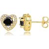 PAKORIO orecchini in moissanite colorata per donne, orecchini placcati oro 14K con perni in argento 925, Design a cuore, ipoallergenici per pelli sensibili(Nero)