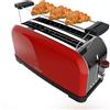Cecotec Tostapane Vertical 2 Fessure Lunghe Toastin' Time 1500 Red. 1500 W, 4 Fette di Pane, Fessura Larga 3,8 cm, Supporto per Panini e Vassoio Raccogli Briciole, Acciaio Inossidabile e Rosso