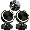 Vinabo Supporto Magnetico Telefono Auto, 2 Pezzi, Nero, Rotazione 360° | Supporto auto con magneti al neodimio, base autoadesiva e testa regolabile, per smartphone compatibili