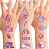 Qpout 130 pz Y2K 2000s Glitter Argento Tatuaggi Temporanei Y2K Decorazione Del Partito, 2000 's Favore Del Partito 00s Rosa Viso Falso Tatuaggio Regali Addio al nubilato Adesivi di compleanno