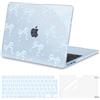 MOSISO Custodia Compatibile con MacBook Air 13 Cover 2025-2022 M4 A3240 M3 A3113 M2 A2681, Nastri Fiocchi Brillanti Plastica Rigida&Copritastiera&Pellicola per MacBook Air 13.6 Pollici Case, Blu