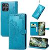 Fertuo Cover per Motorola Moto G77 / G67, Custodia Portafoglio a Libro in Pelle Flip Case con Porta Carte, Chiusura Magnetica e Stand [Disegni di Mandala] Interno Silicone Sottile Antiurto, Blu