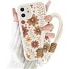 Kueqeay Cover con Cordino per iPhone 11 6,1'', Silicone Custodia Aesthetic Fiore Bianco Donne Mädchen Modello Disegni Collana Universale Regolabile Protezione Fotocamera Antiurto Case, 02