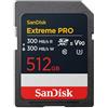 SANDISK Extreme PRO 512GB scheda SDXC (SD Card, V90, UHS-II, velocità di lettura fino a 300 MB/s, velocità di scrittura fino a 300 MB/s, V90, Video in 8K di qualità cinematografica)