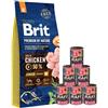 BRIT Premium By Nature Junior Medium M 15kg + cibo umido con carne di vitello 6 x 400g