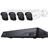 Reolink Kit Videosorveglianza Reolink 5mp con 4 telecamere a tubo/HDD 2TB Nero/Bianco [NVS8-5MB4]