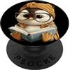 Teacher Student Reader Library Bookworm Ritratto grafico dell'amante degli animali della lettura del libro blu del pinguino PopSockets PopGrip Adesivo