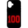 Numbers and Letters Custodia per iPhone 16 Numero 100 in stile squadra sportiva rossa