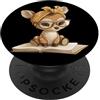 Bookworm Teacher Theme Library Reader Gr Volpe Libro Aperto Lettura Animali Amante Grafica Ritratto PopSockets PopGrip Adesivo