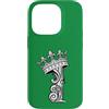 Initial Monogram King Queen Crown Furnis Custodia per iPhone 14 Pro Lettera I iniziale + corona verde foresta